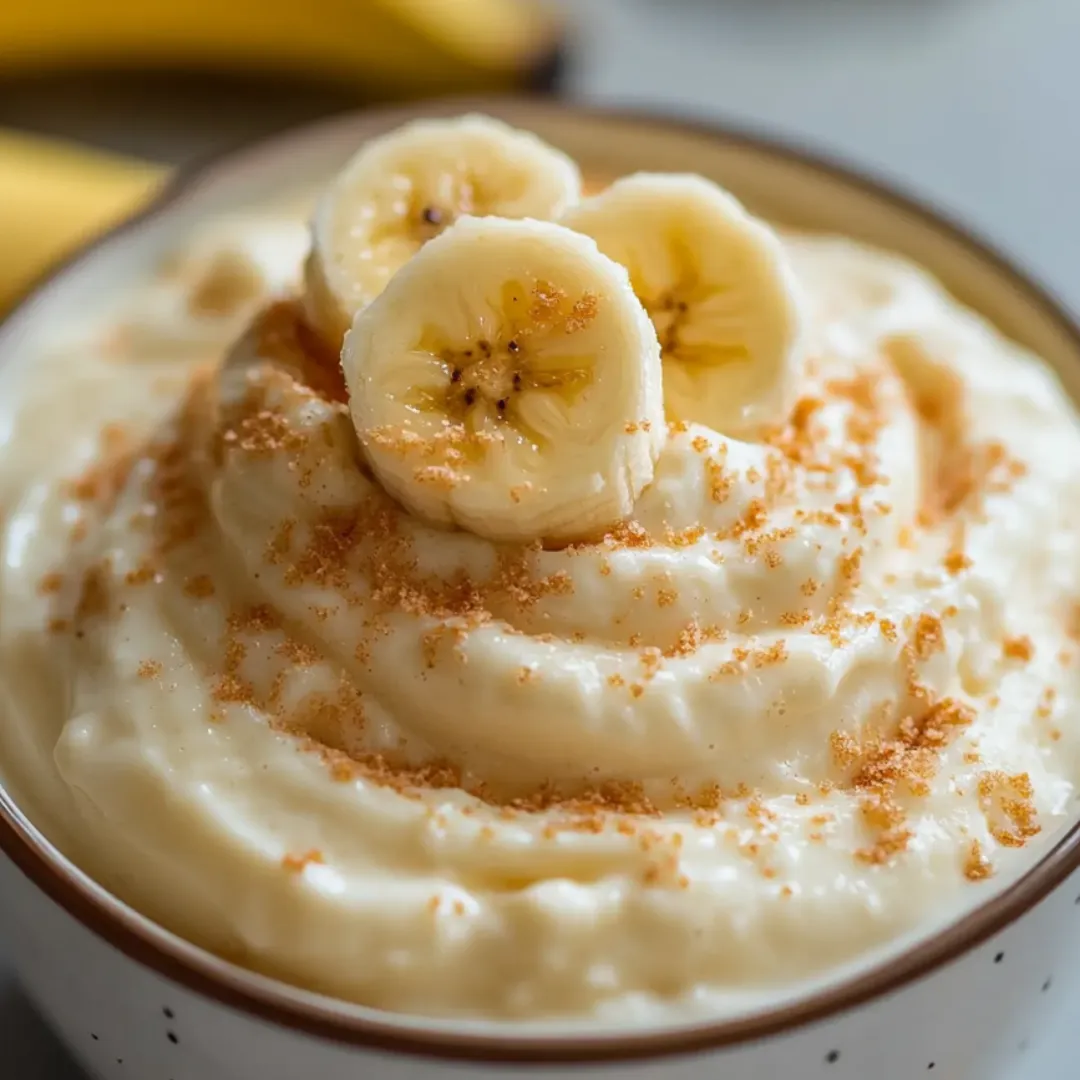 Eine Schale mit Bananencreme.