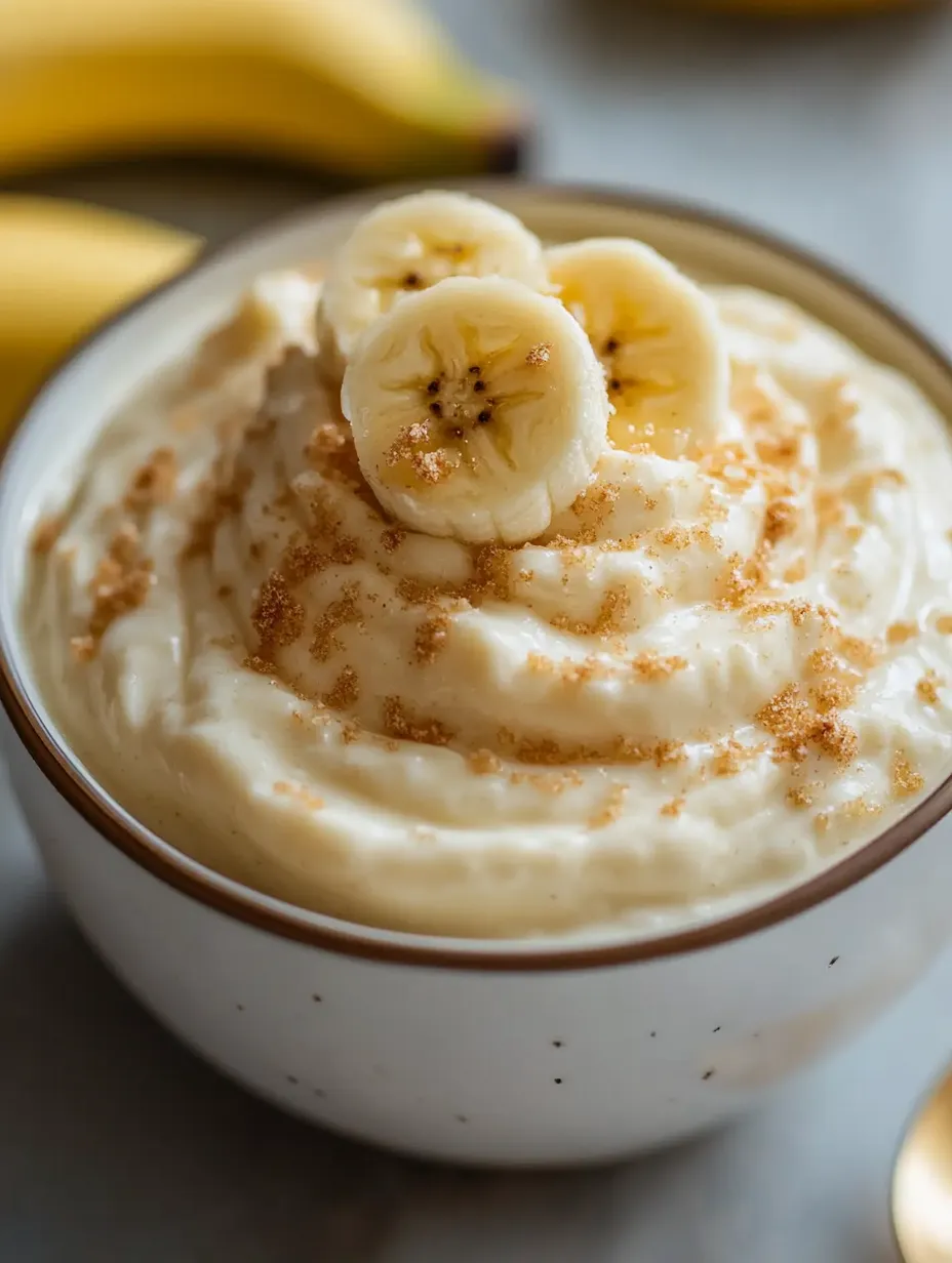 Eine Tasse Bananencreme.