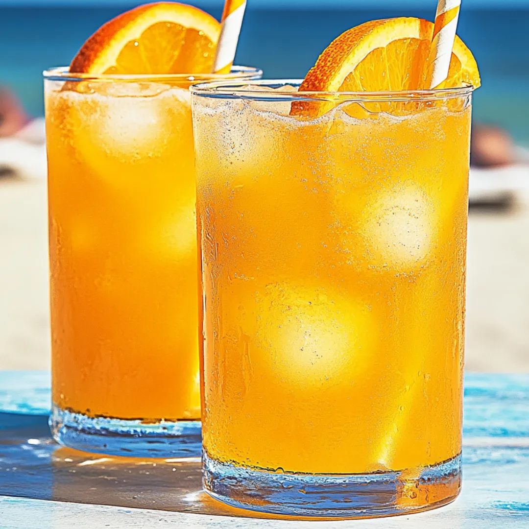 Zwei Gläser mit Orangensaft auf einem Tisch.
