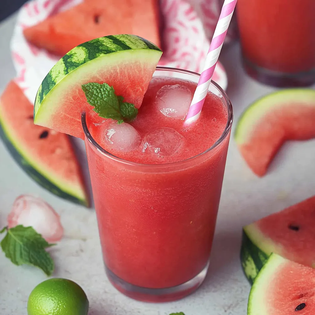 Wassermelonen Slush mit Erdbeeren