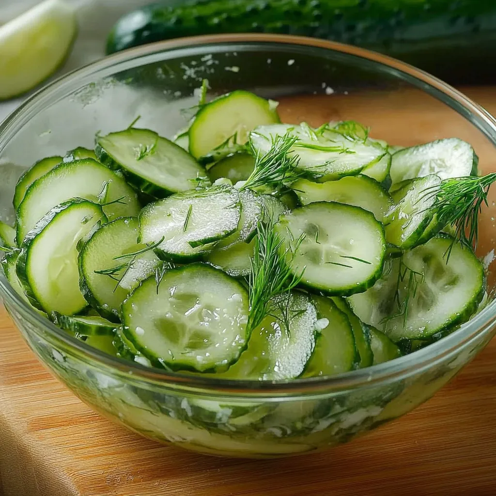 Gurkensalat mit Dill angerichtet