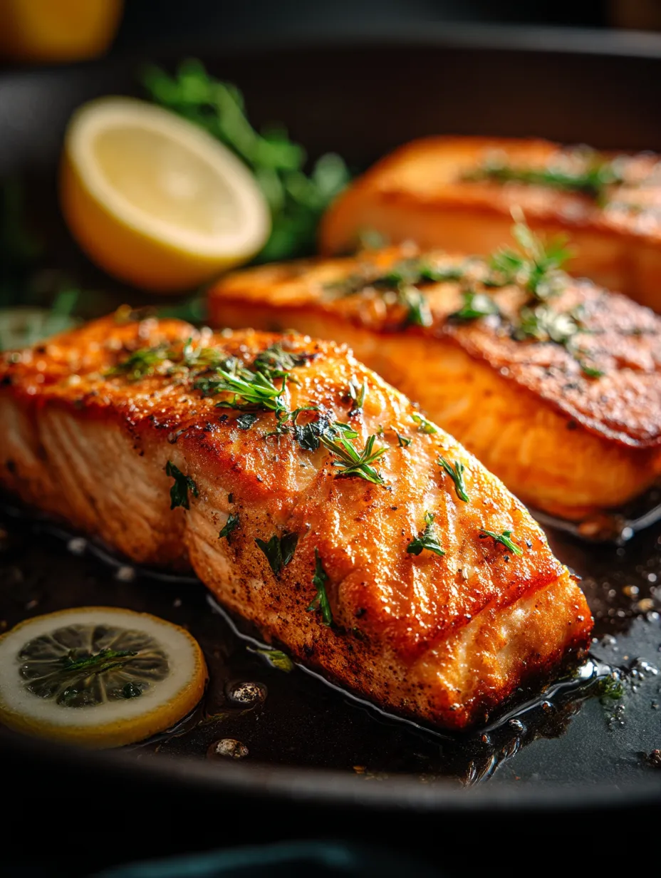 Ein Teller Fisch mit einer Zitronenscheibe obendrauf.