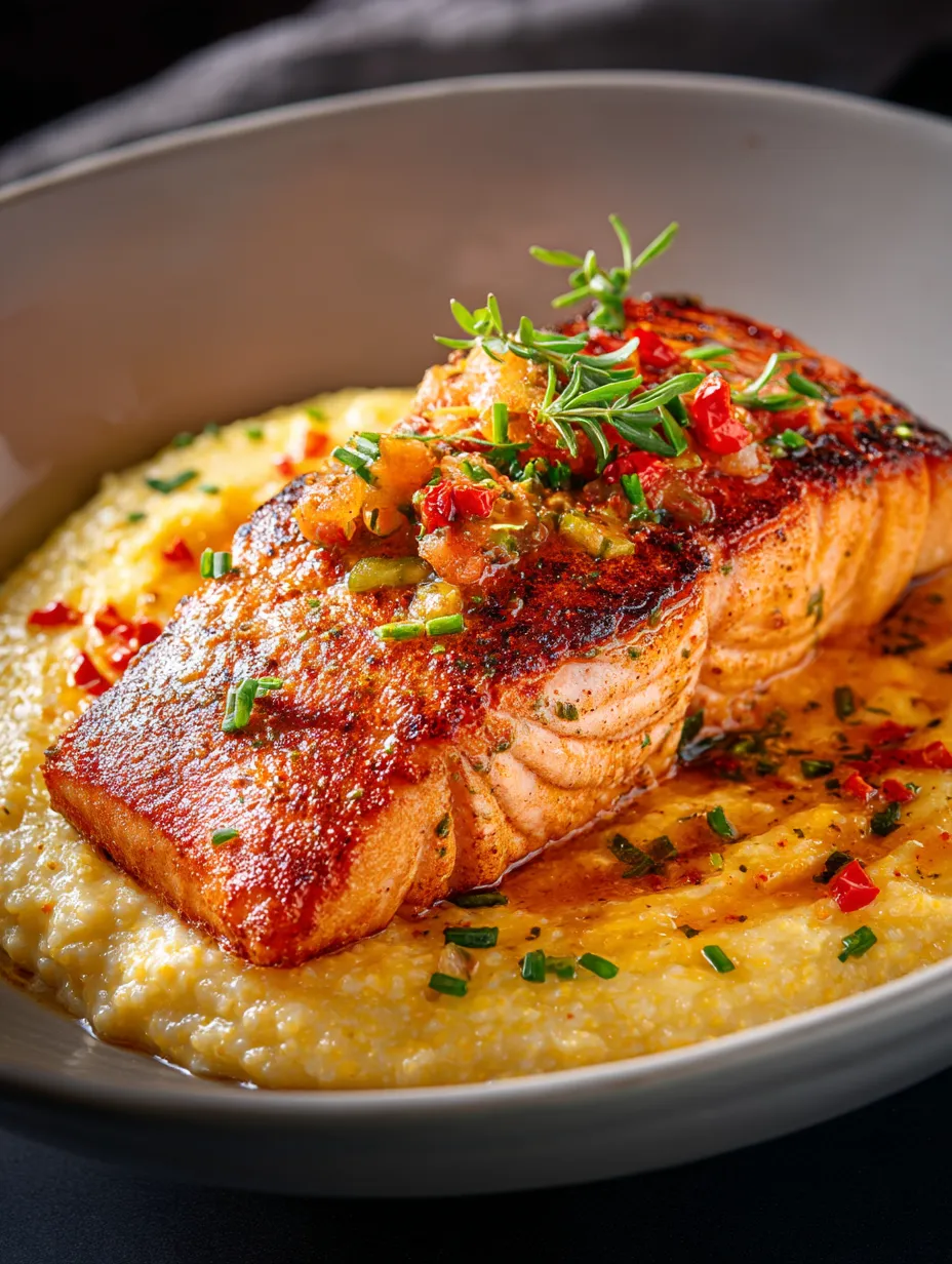 Ein Stück Fisch mit Gemüse darauf.