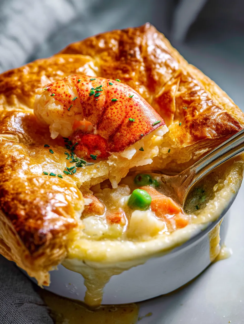 Eine Schüssel Suppe mit einer Hummerschere obenauf.