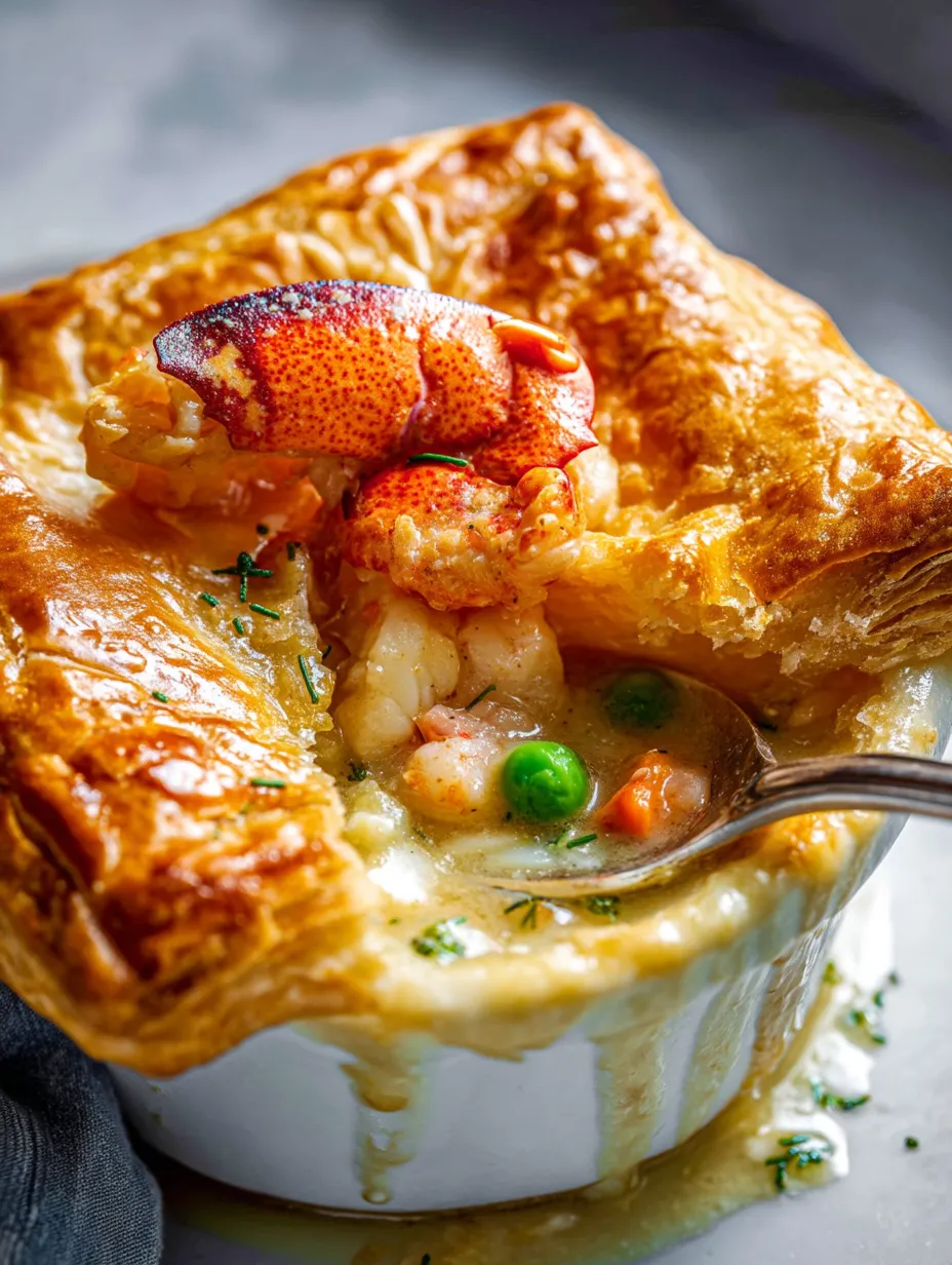 Eine Schüssel Suppe mit einer Hummerschere obenauf.