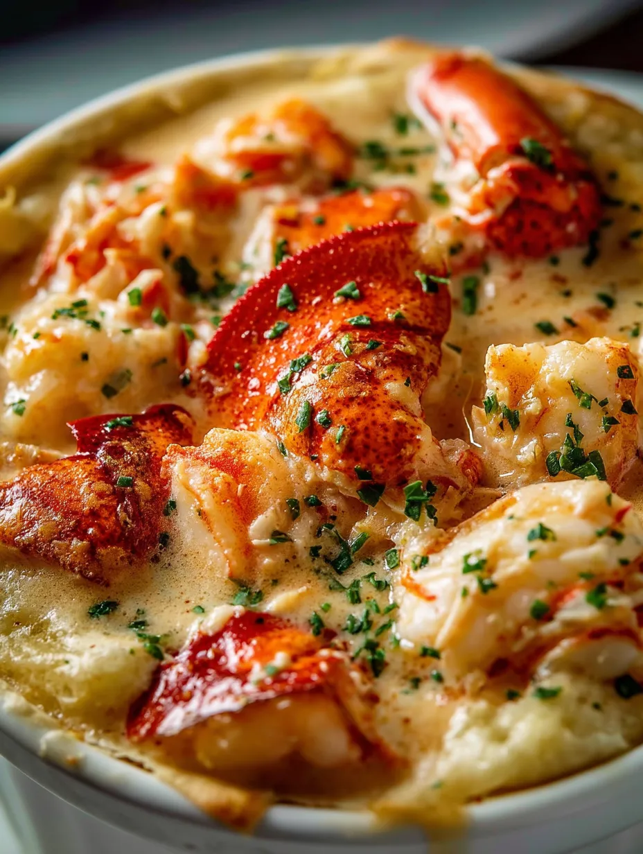 Eine Schüssel Meeresfrüchtesuppe mit Hummer und Garnelen.