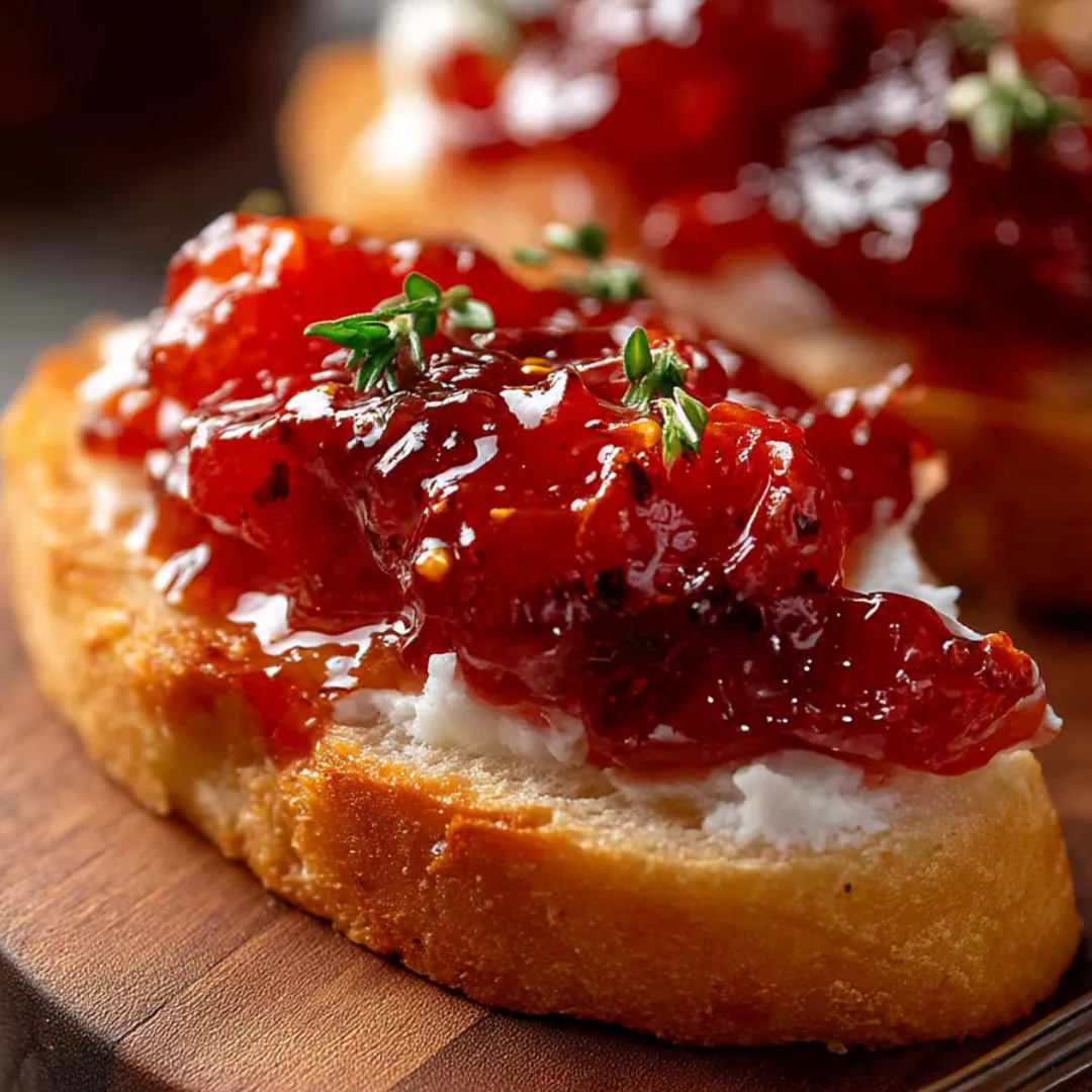 Eine Scheibe Brot mit Marmelade.