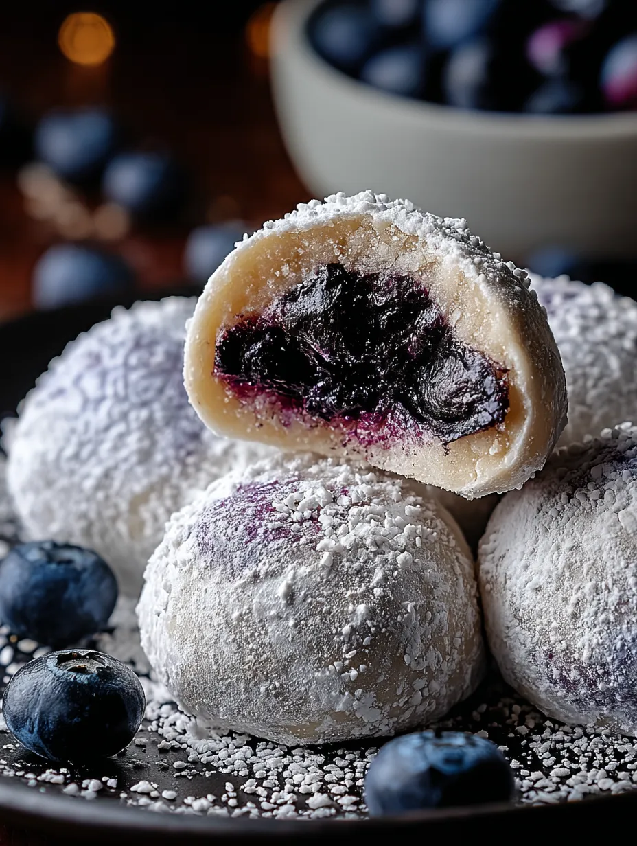 Eine Schale mit Heidelbeeren und eine Schale mit Puderzucker.