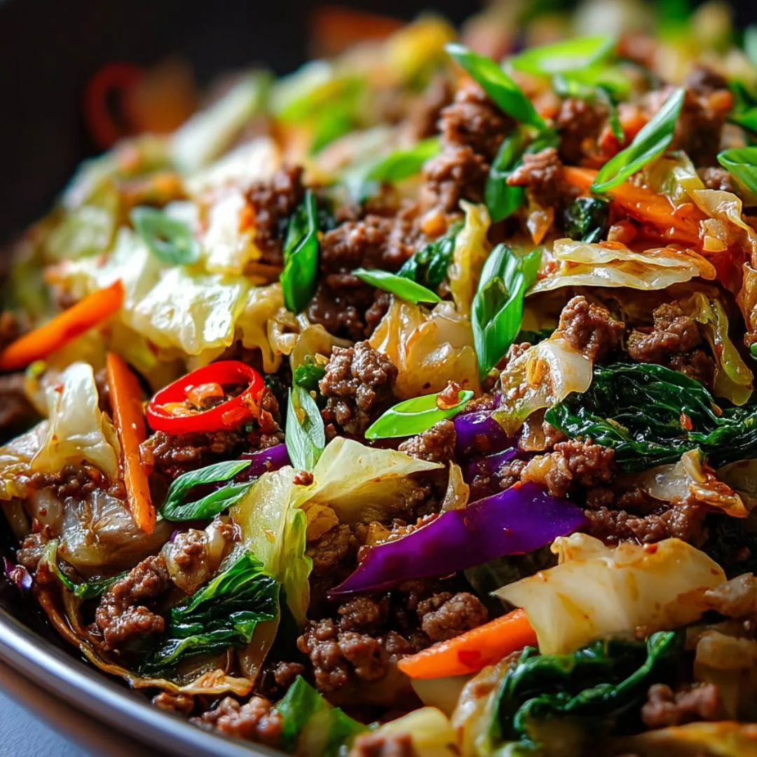 Schüssel mit Fleisch und Gemüse.
