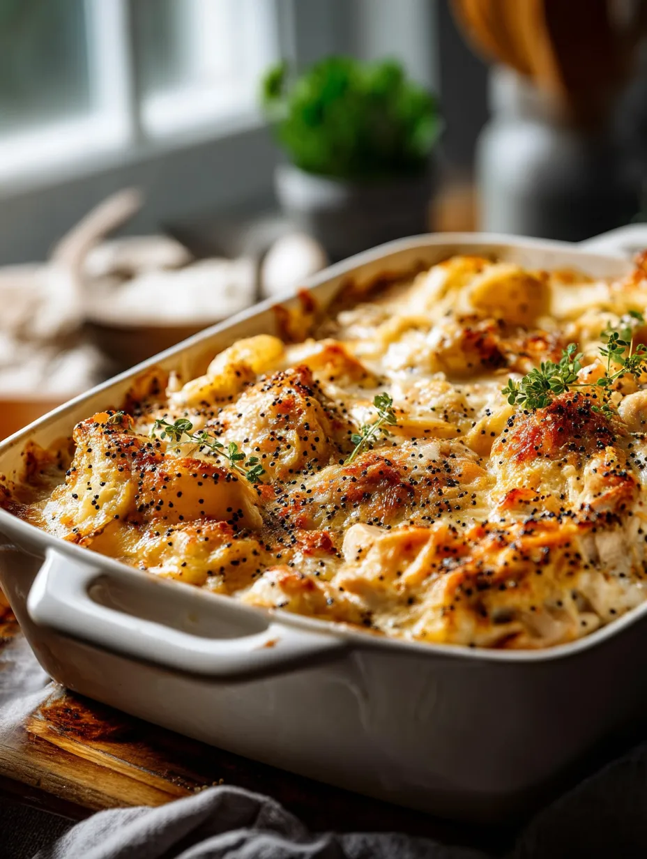 Eine Auflaufform mit Essen und einem Löffel darin.