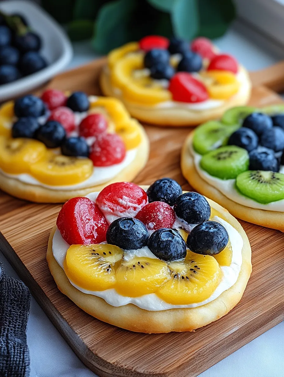 Ein Teller mit obstbedeckten Keksen.