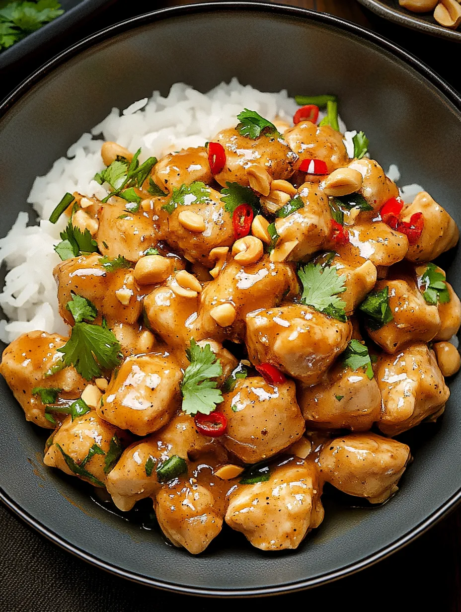 Eine Schüssel Hähnchen mit Reis und Paprika.