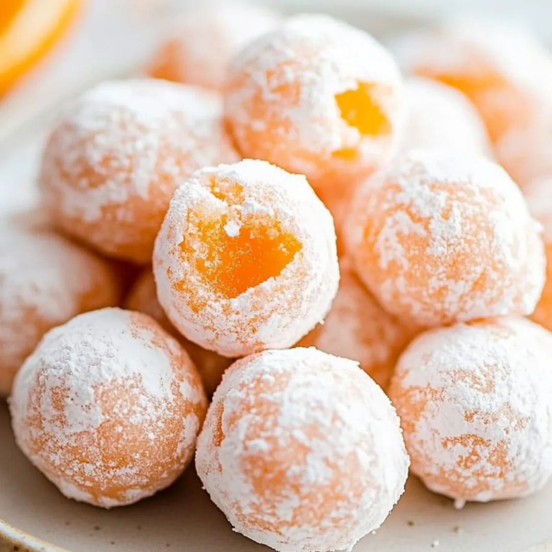 Ein Teller mit Orangenschale bestäubten weißen Donuts.