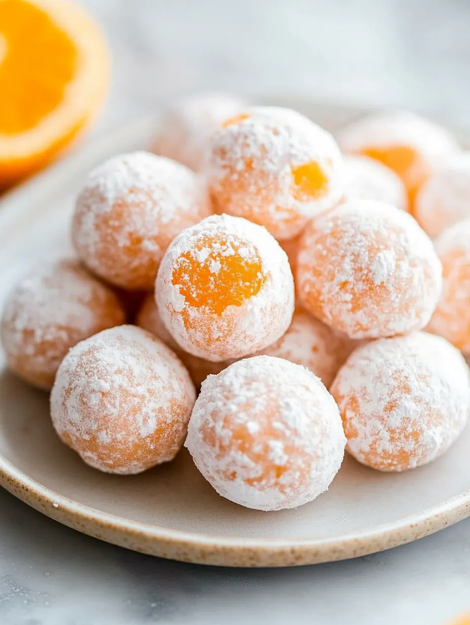Ein Teller mit orangen und weißen Leckereien.