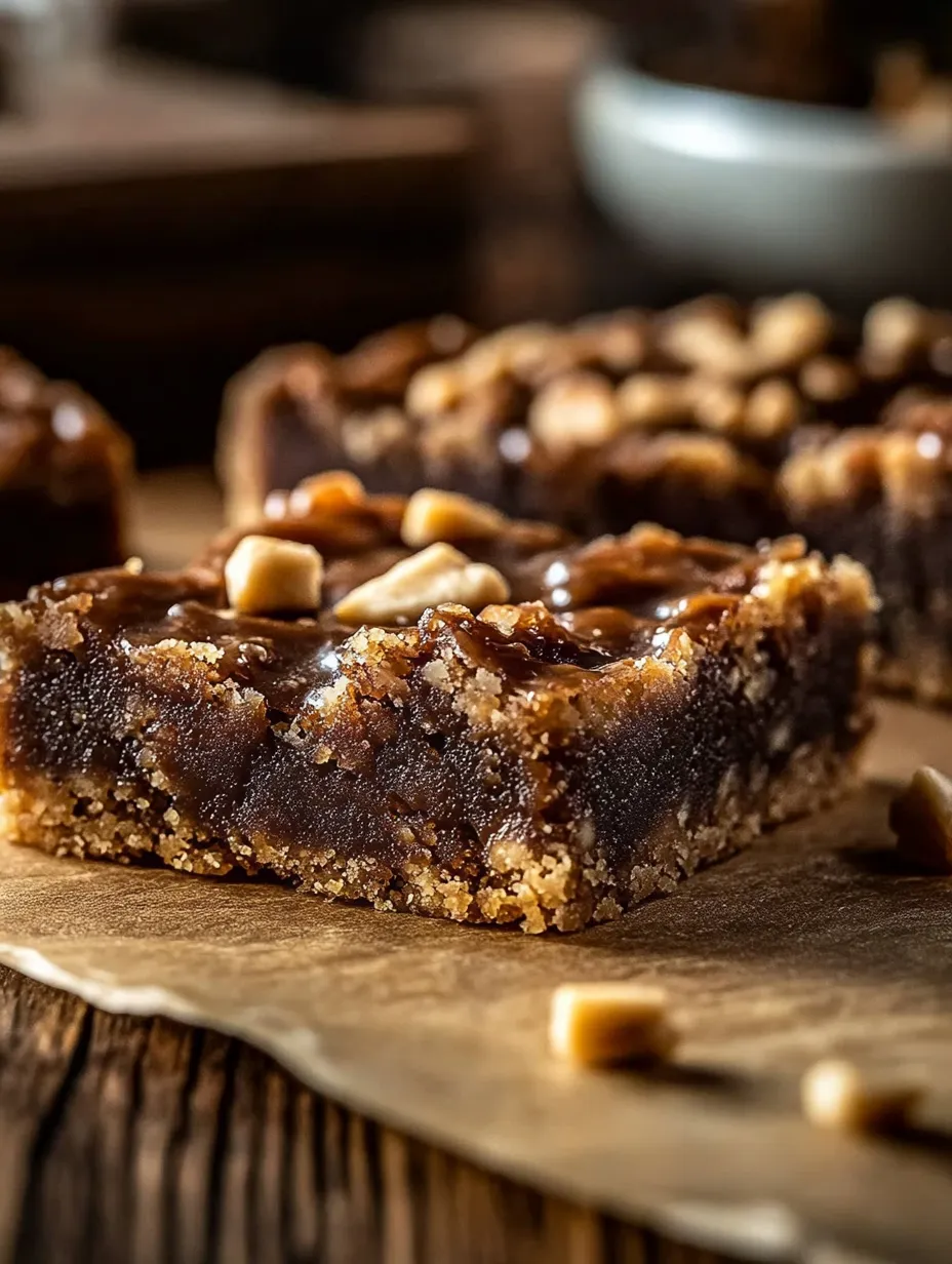 Ein Stück Schokoladenkuchen mit Nüssen obendrauf.