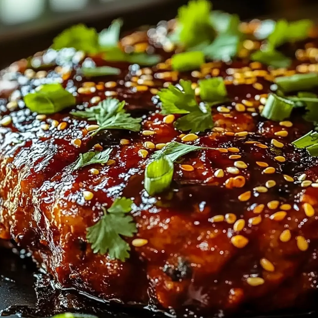 Ein Stück Fleisch mit grüner Garnitur.