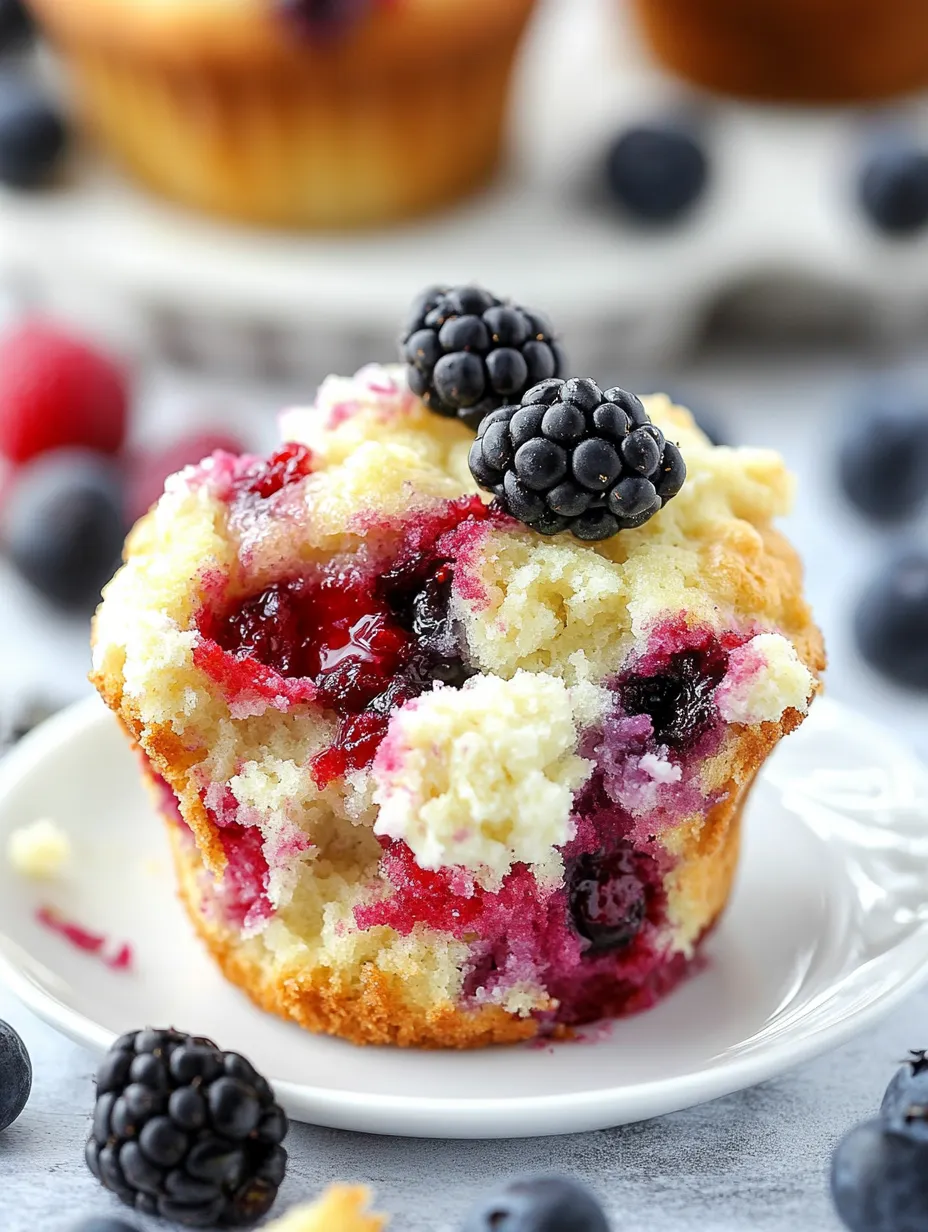 Ein Muffin mit Beeren darauf.