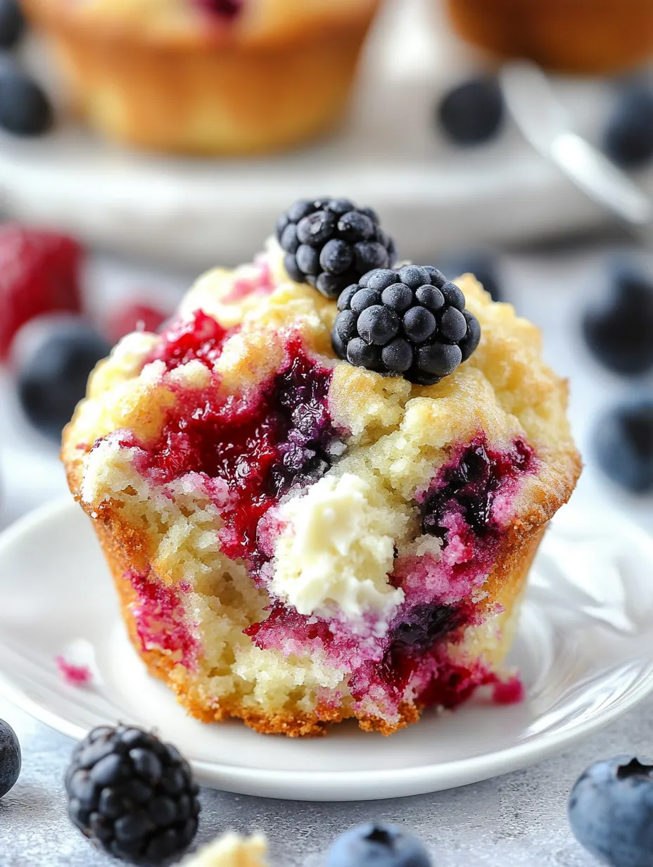 Ein Muffin mit Beeren darauf.