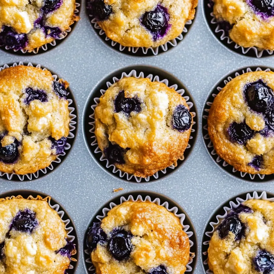 Blaubeer-Muffins in einer Backform.