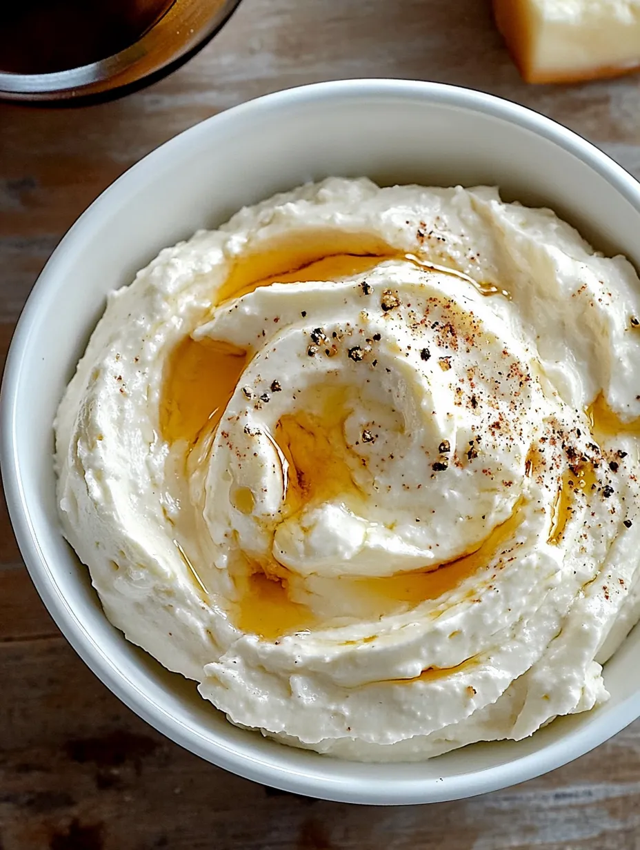Eine Schüssel mit cremigem Dip und gelber Sauce.