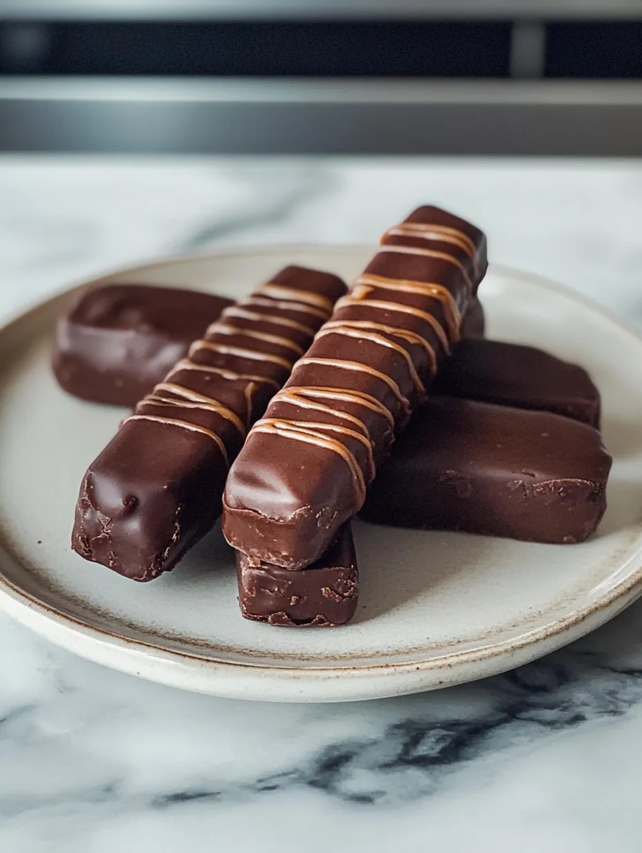 Ein Teller mit Schokoladenpralinen mit weißer Glasur.