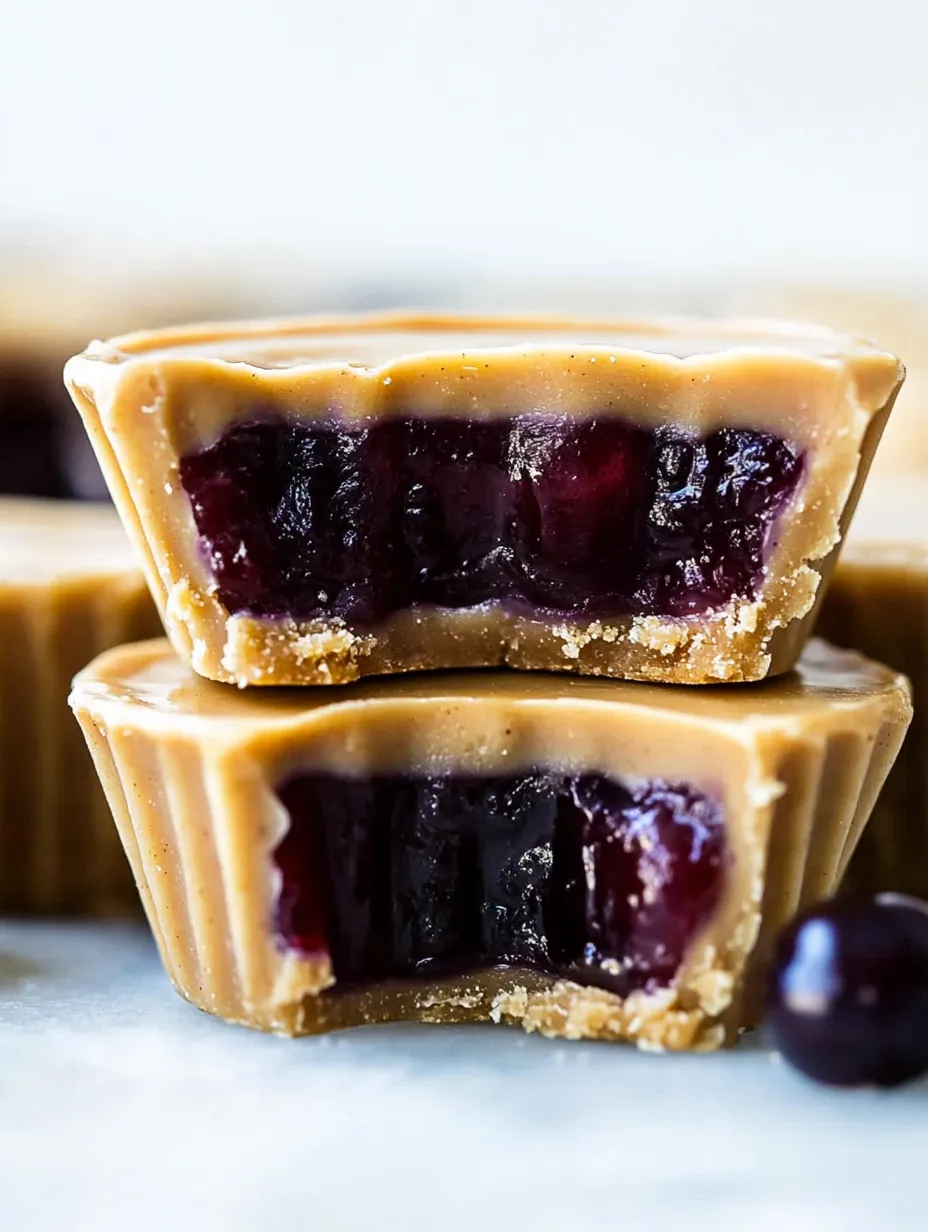 Zwei Schokoladentörtchen mit Marmelade im Inneren.