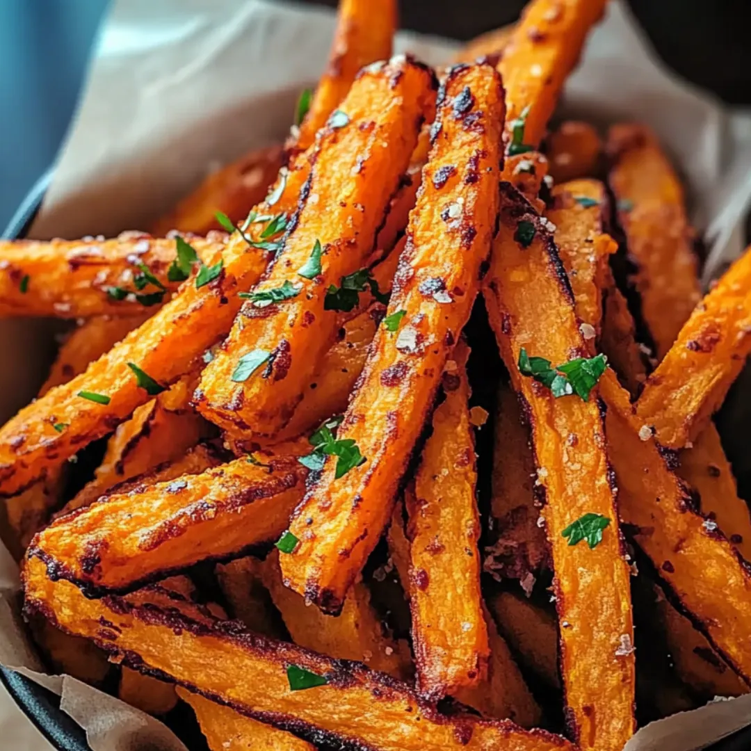 Eine Schale Pommes mit Petersilie.