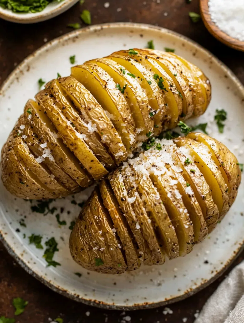 Zwei Kartoffeln mit Salz darauf.