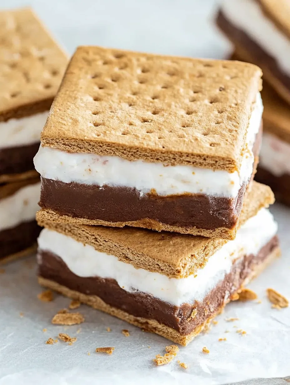 Ein Stapel von drei Brownies mit weißer Glasur.