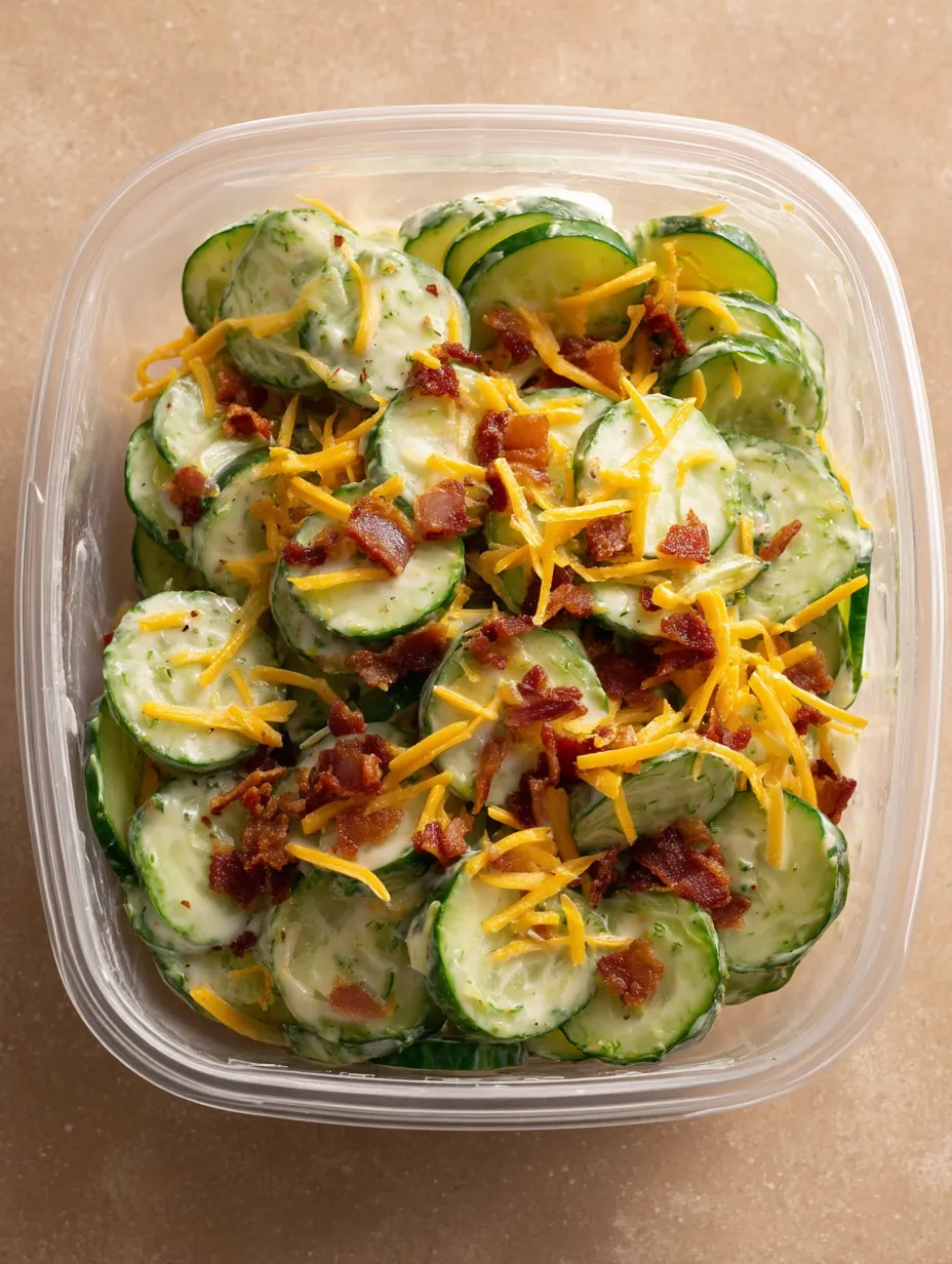 Einfache cremige Gurken-Cheddar-Speck Snackschüssel