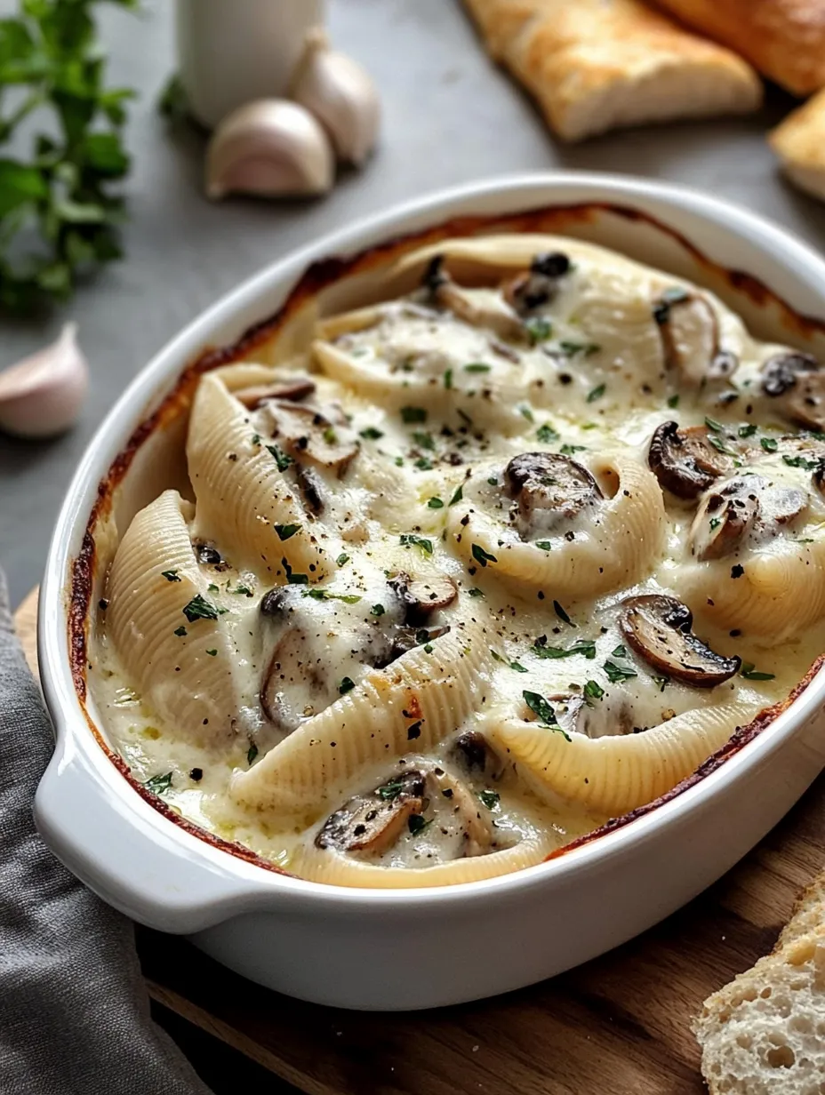 Eine Schüssel Pasta mit Pilzen und Käse.
