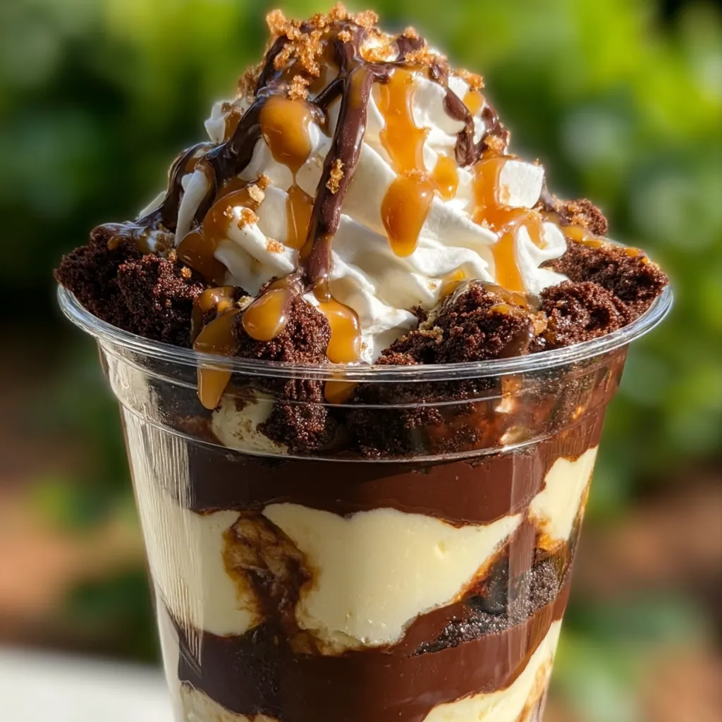 Ein Schokoladen-Dessert mit Karamellsauce.