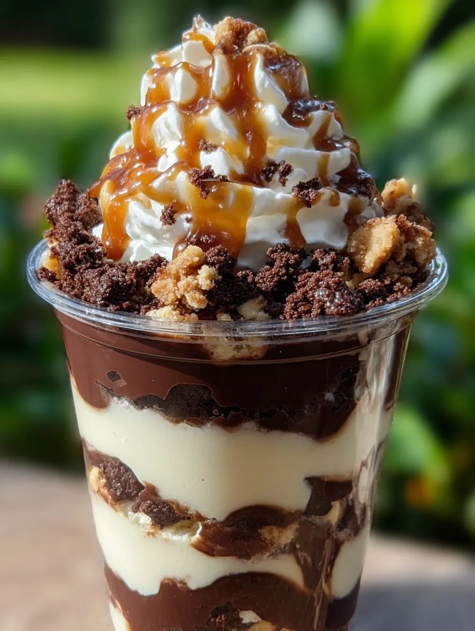 Ein Schokoladen-Karamell-Eiscreme-Dessert.