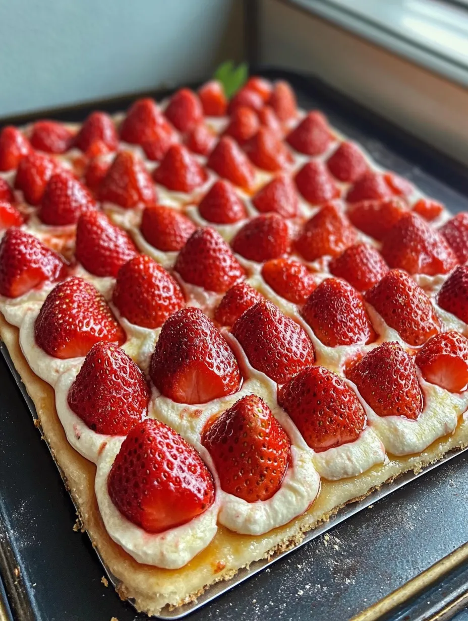 Eine Nahaufnahme einer Erdbeertorte.