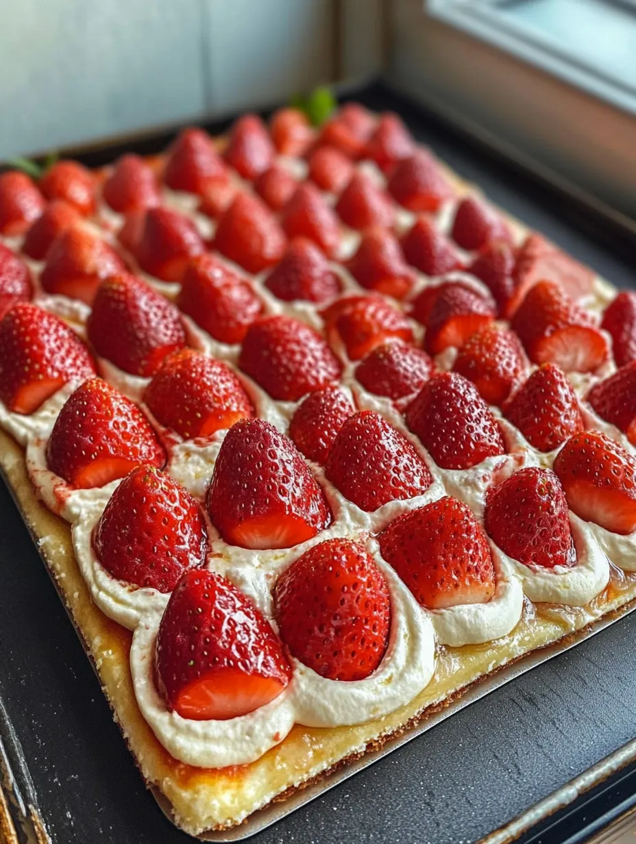 Eine Nahaufnahme einer Erdbeertorte.