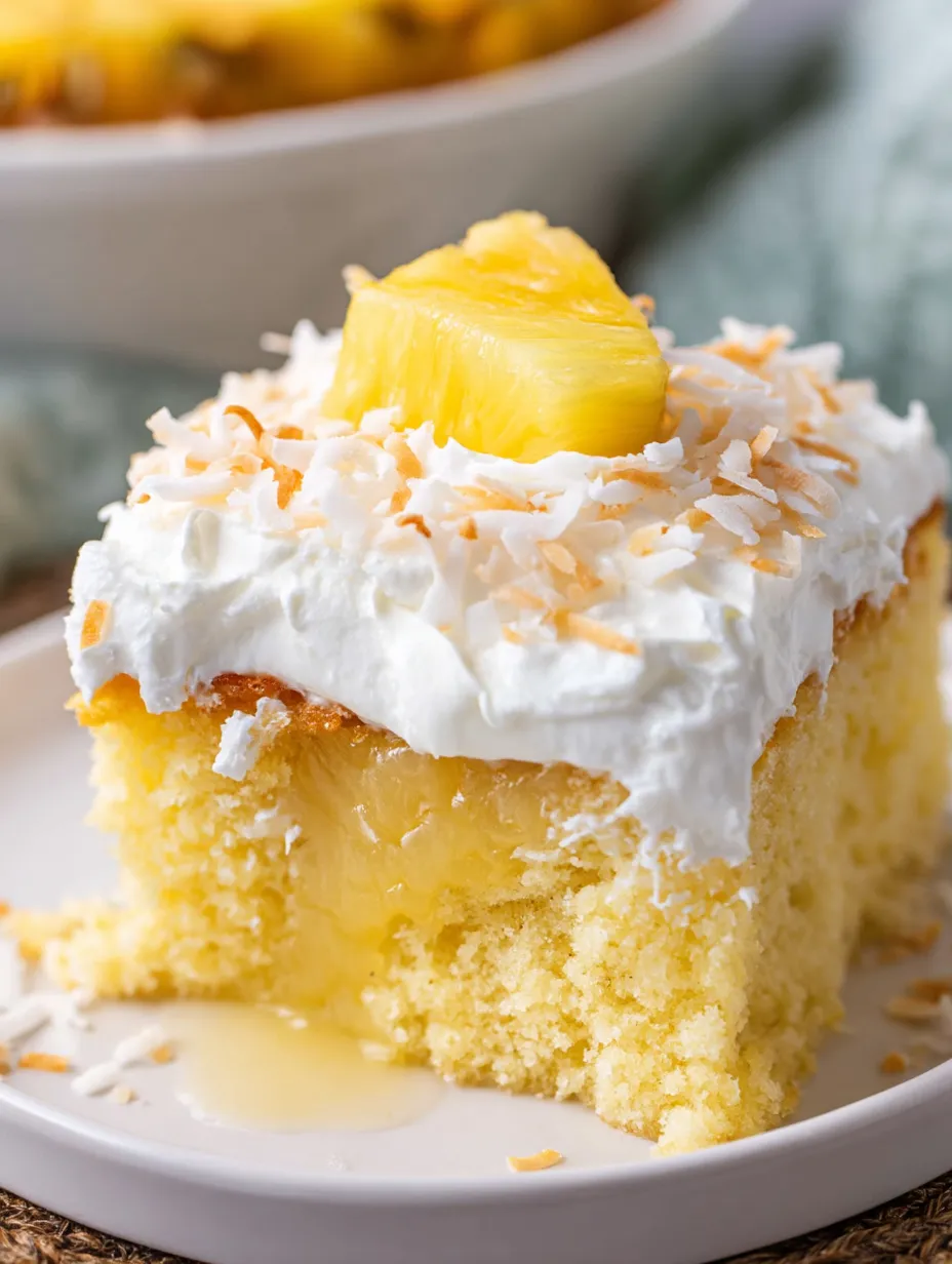 Ein Stück Kuchen mit weißer Glasur und einer Ananasscheibe obendrauf.