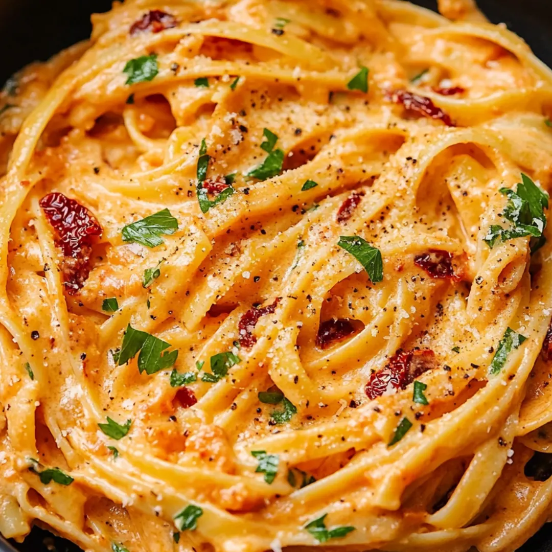 Ein Teller Spaghetti mit Tomatensauce.