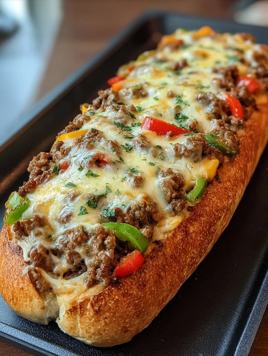 Ein Sandwich mit Paprika und Käse.
