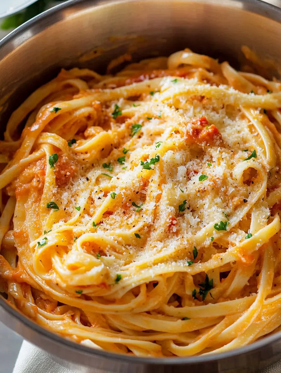 Eine Schüssel Spaghetti mit Käse und Tomatensoße.