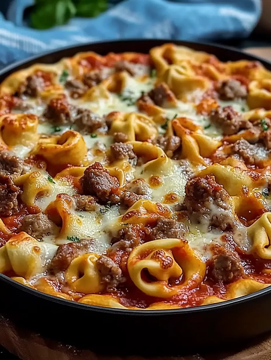Eine Pizza belegt mit Pasta.