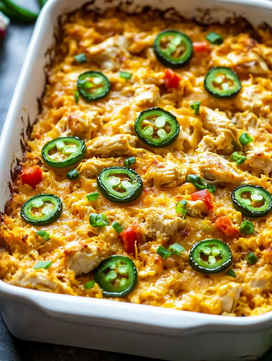 Ein Auflauf mit Jalapeños oben drauf.