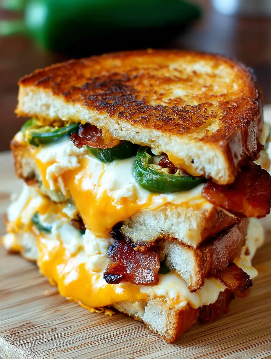 Ein Sandwich mit Speck und Jalapeños.