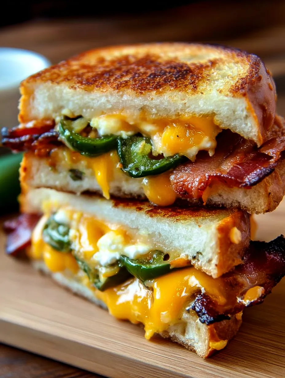 Ein Sandwich mit Speck und Jalapeños.