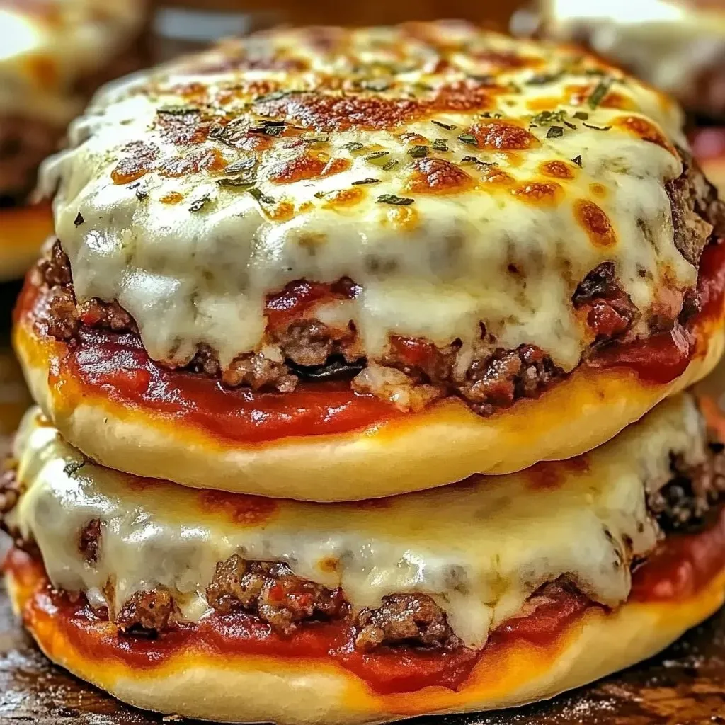 Ein Stapel aus drei Pizza-Brötchen.