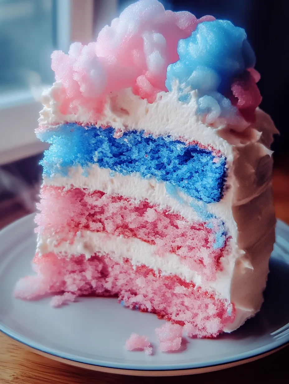 Ein Tortenstück mit rot-weiß-blauem Frosting.