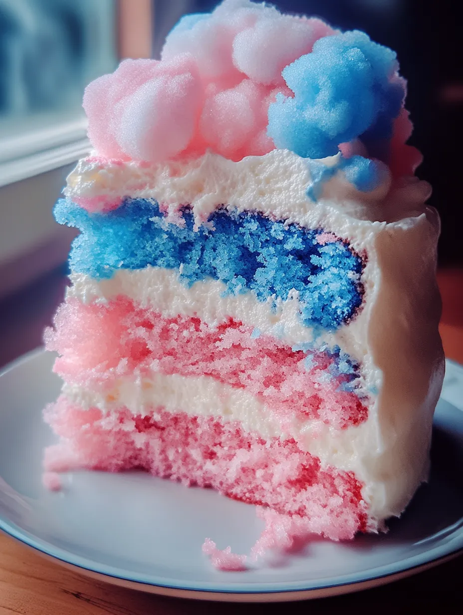 Ein Tortenstück mit rot-weiß-blauem Frosting.