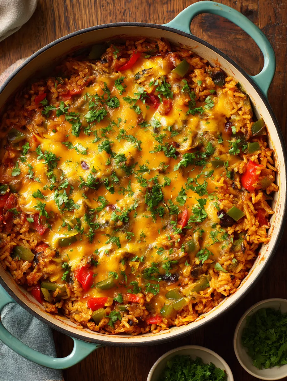 Schale voll Reis mit Paprika und Käse.