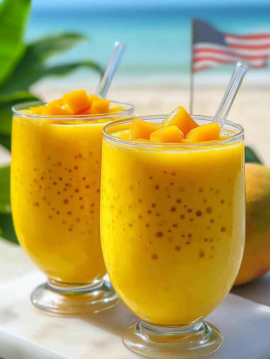 Zwei Gläser mit Orangensaft und Fruchtstückchen.