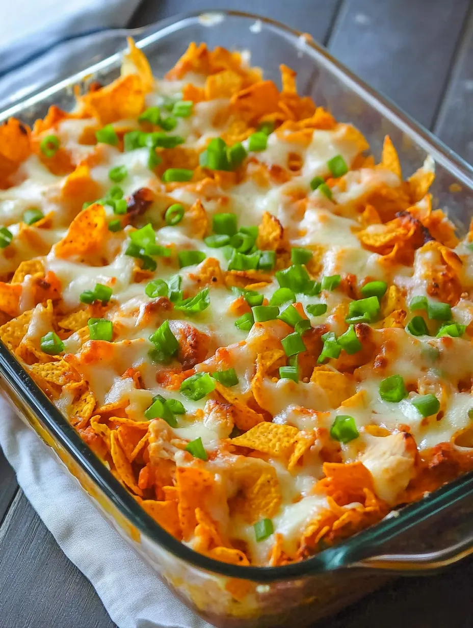 Eine Ofenform mit Nachos, grünem Paprika und geschmolzenem Käse.
