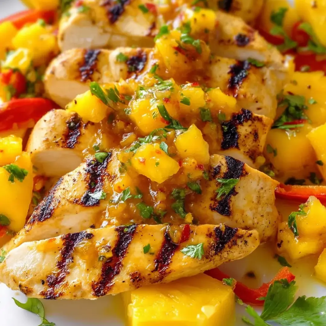 Gegrilltes Hähnchen, Ananas und Paprika auf dem Teller.